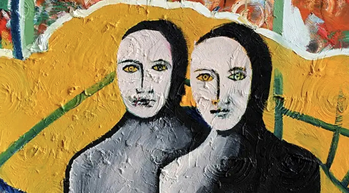 painting of two people who look alike